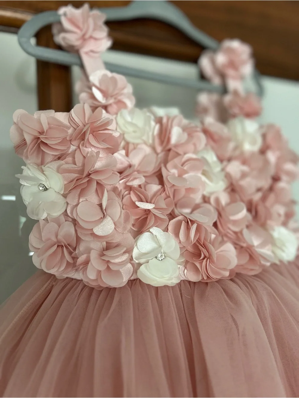 Rose Campanula Blush Pink and White Tulle Party Dress